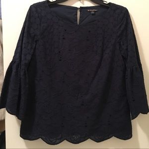 Brooks Brothers Eyelet 3/4 Bell Sleeve Top